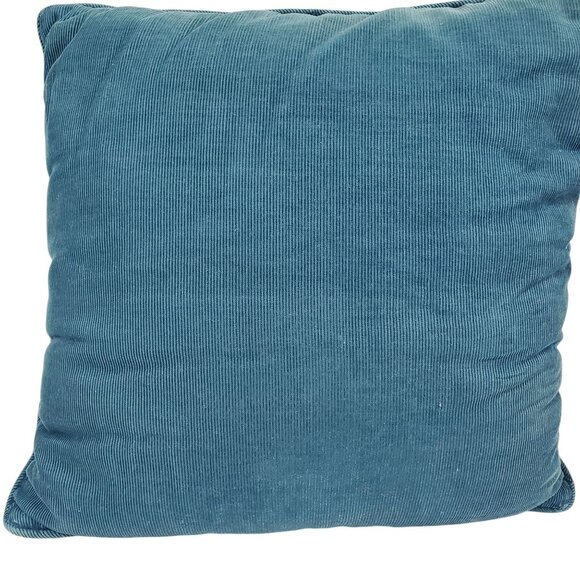 Vintage Floral Needlepoint Petit Point Tapestry Pillow Blue Corduroy 14"x14" - Picture 5 of 8